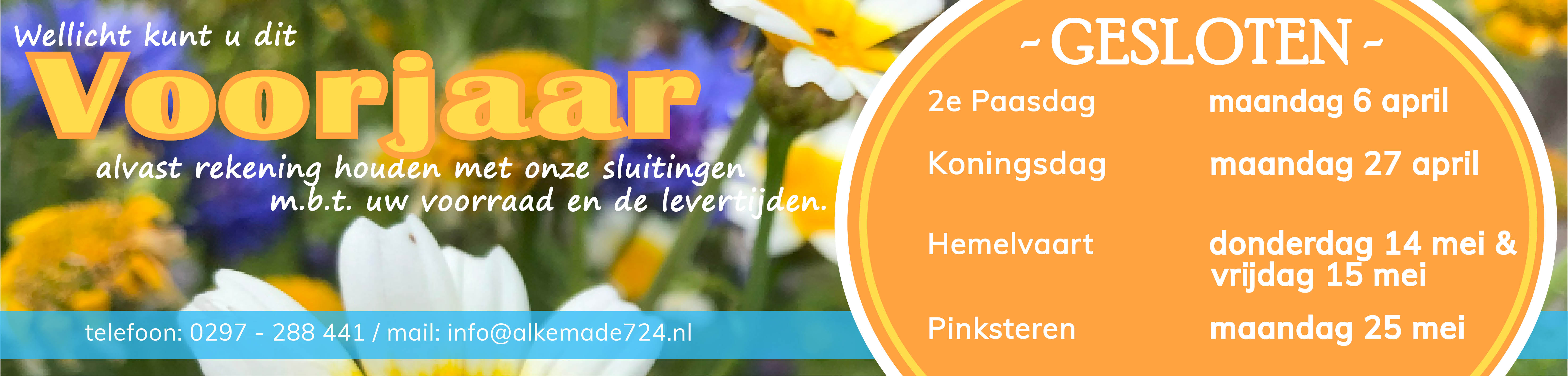 voorjaarssluitingen overzicht